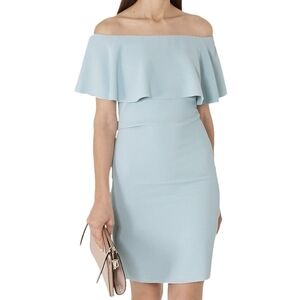 Reiss balm off the shoulder bardot dress allure blue xs 0